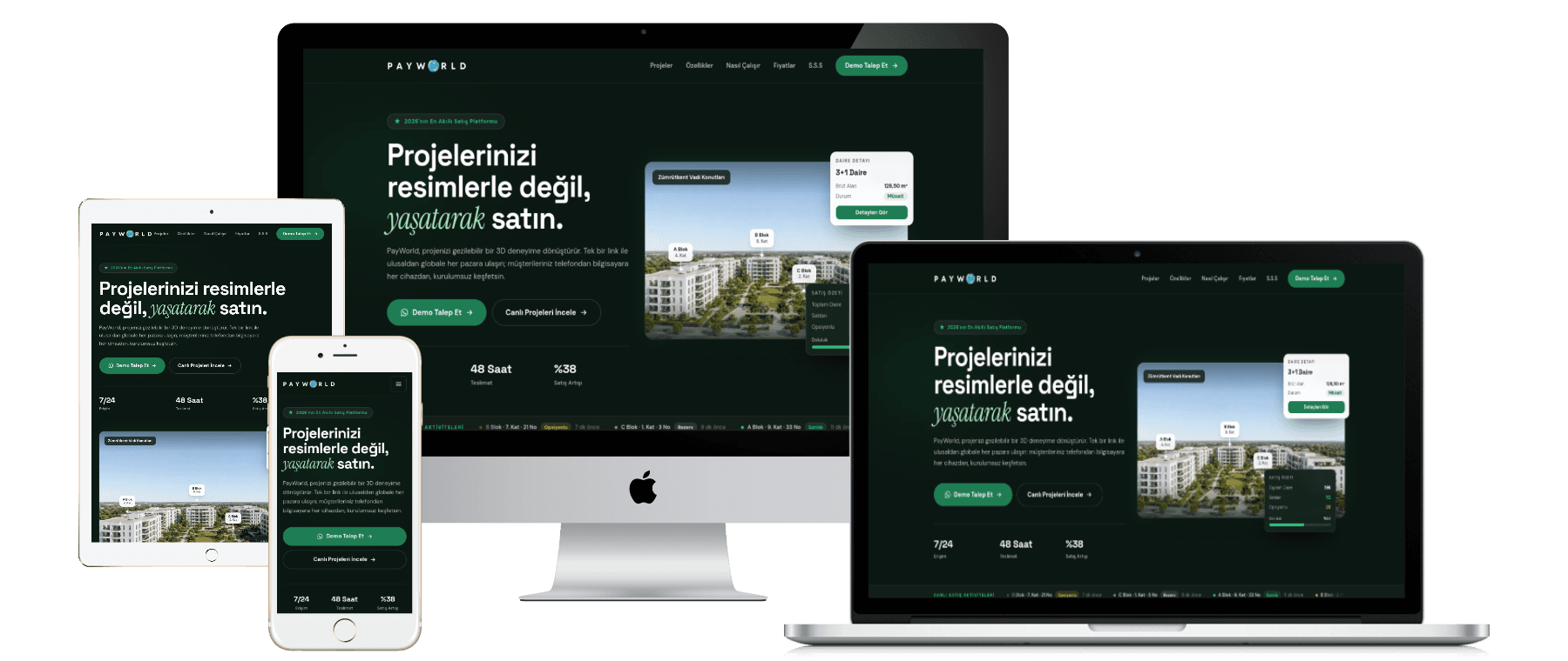 PAYWORLD — masaüstü, tablet ve telefonda arayüz